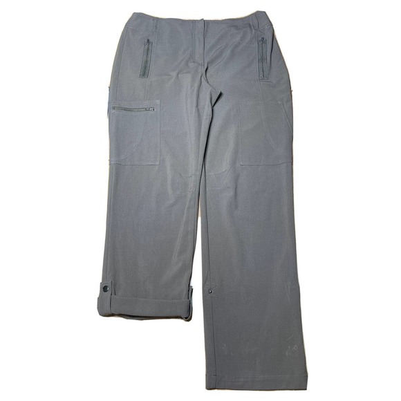 Chicos Cargo Convertible Pants Womens 1.5 Green Hiking Outdoor Roll Tab Capri - Picture 1 of 14